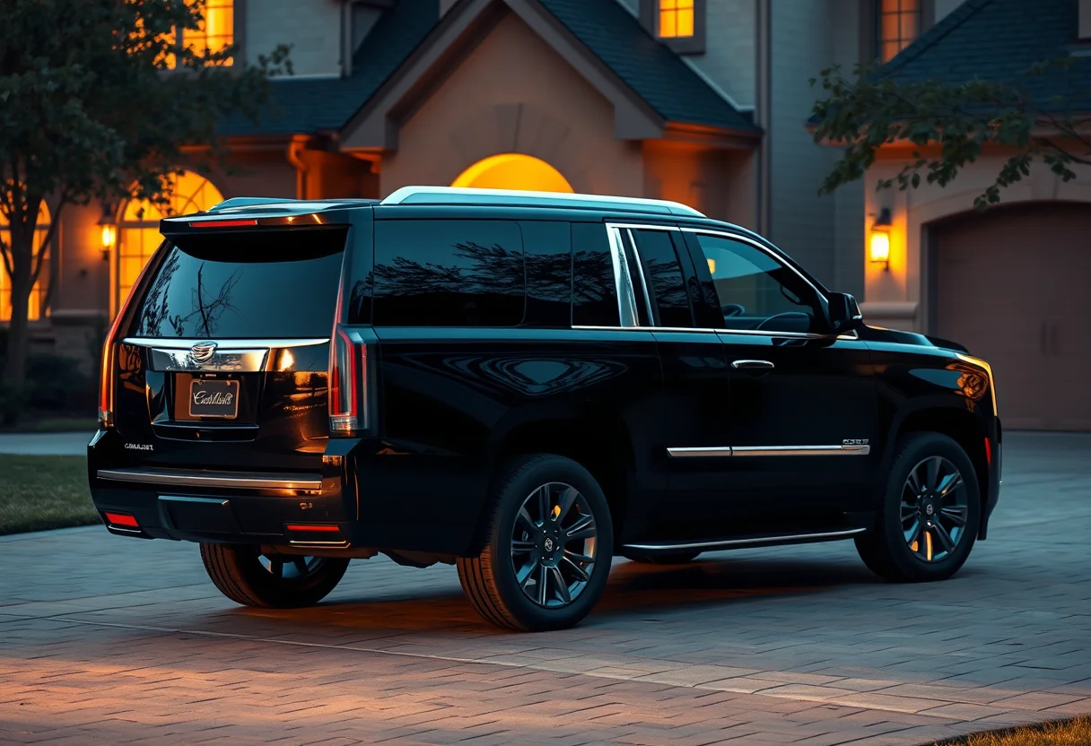 Cadillac Escalade providing 24/7 limo service Chicago for an early-morning airport departure