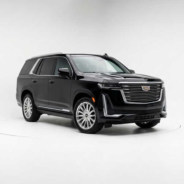 Cadillac Escalade ESV luxury private jet car service parked at Signature Flight Support Chicago O'Hare