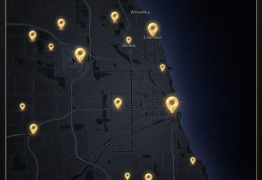 Map of Chicago luxury car service area